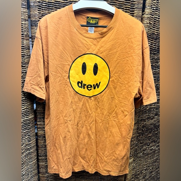 Drew House Orange Smiley Face T-Shirt- Large - Picture 1 of 5